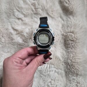 LAsika K Sport Watch Black Blue Silver Tone Sporty Athleisure Streetwear Athleti